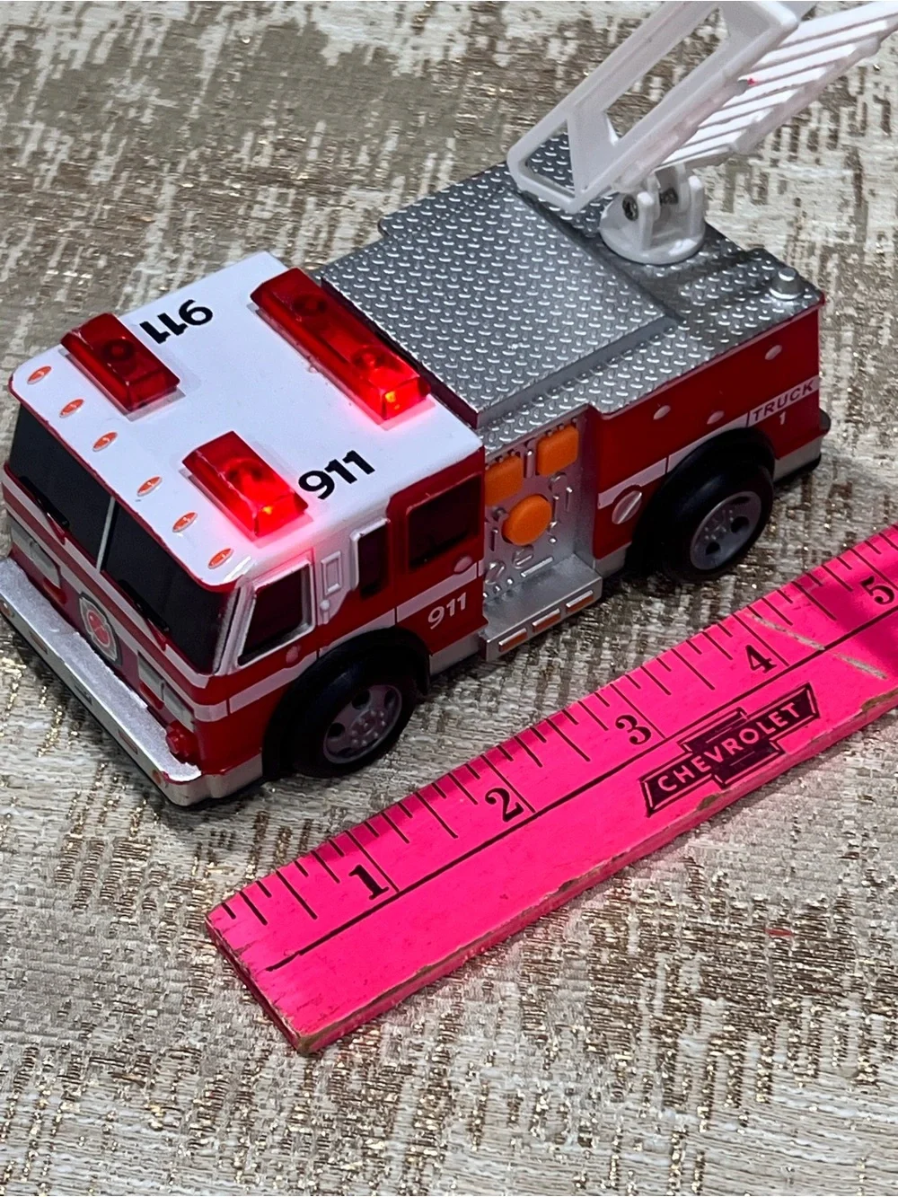 Maxx Action 911 Fire Truck Toy with Lights and Sounds Red Rescue Ladder Vehicle